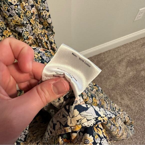 Fame and Partners Blue Yellow Floral Cotton Maxi Dress 2 - Picture 9 of 14